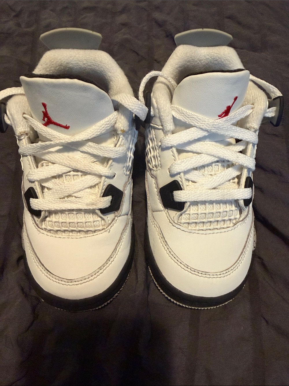 Jordan Kids White and Black Sneakers with Red Jumpman